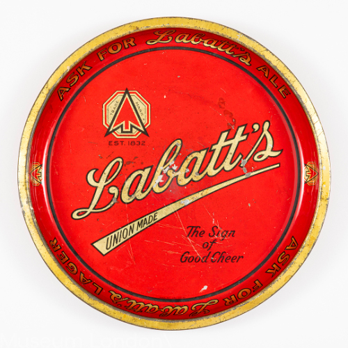Red Enamel Labatt Beer Tray