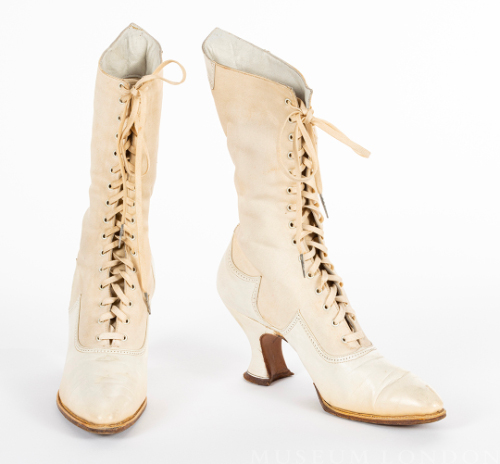 White Canvas and Leather Boots