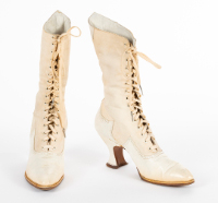 White Canvas and Leather Boots