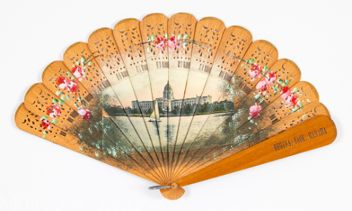 Wood and Painted Paper Fan