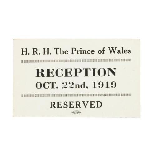 HRH the Prince of Wales Reception Reservation Card