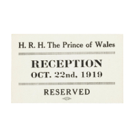 HRH the Prince of Wales Reception Reservation Card