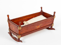 Wooden Doll Cradle with Mattress