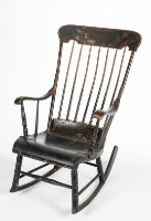 "Boston Rocker" Rocking Chair and Plaid Cushion Cover