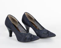 Kitten Heel Shoe with Navy Blue Netting