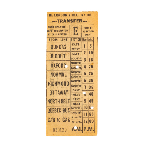 London Street Railway Transfer Pass