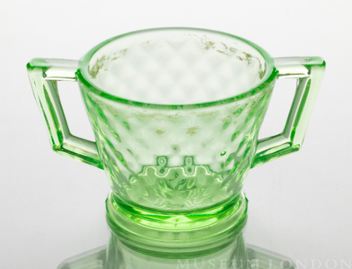 Green Glass Sugar Bowl