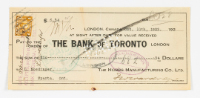 The Bank of Toronto, London Cheque
