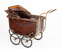 Brown Painted Steel Baby Carriage