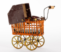 Wicker Doll Carriage with Brown Hood