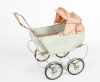 White Doll Carriage with Pink Hood