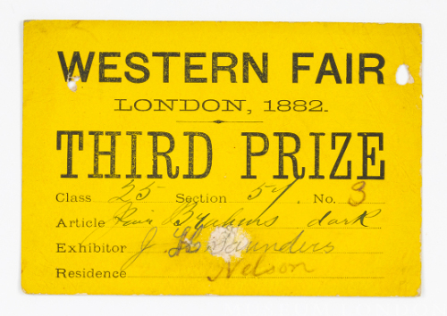 "Western Fair - London, 1882 - Third Prize"