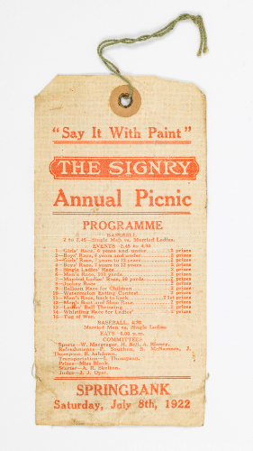 The Signry Annual Picnic Programme Tag