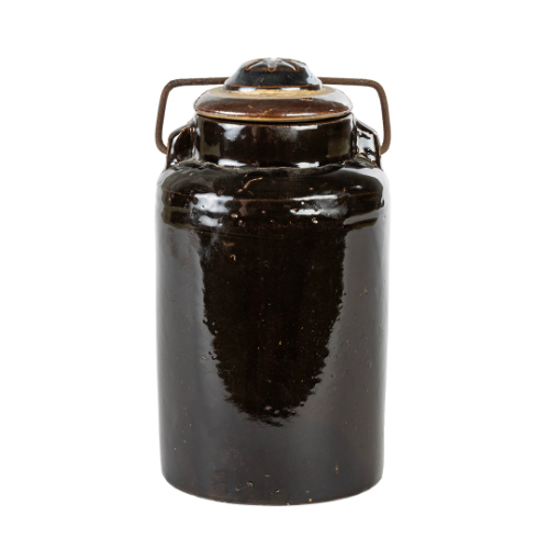 Dark Brown Stoneware Preserving Jar with Lid