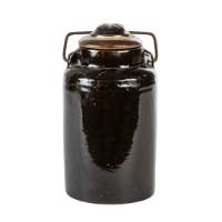 Dark Brown Stoneware Preserving Jar with Lid