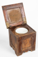 Wooden Commode Chair with White Porcelain Bowl