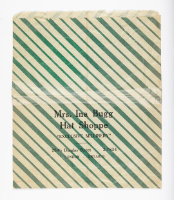 Green Striped Paper Shopping Bag, Mrs. Ina Bugg Hat Shoppe