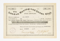 London Rowing and Canoe Club Stock Certificate