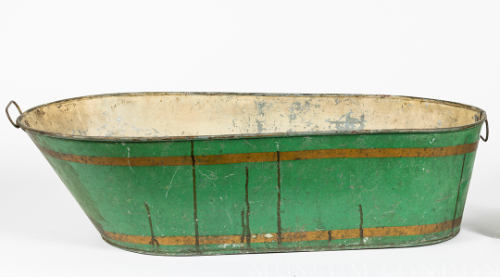 Green and Brown Painted Infant Bathub