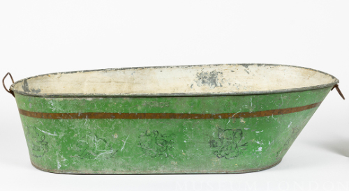 Green and Brown Painted Infant Bathub