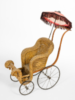 Wicker Doll Carriage and Parasol