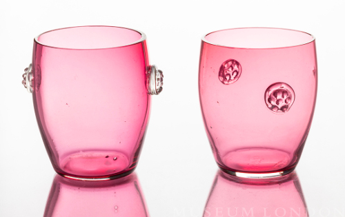 Pair of Cranberry Glass Punch Glasses (2)