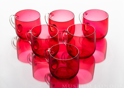 Cranberry Glass Toddy Cups (6)