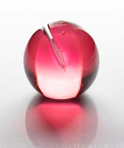Cranberry Glass Paperweight/Holder