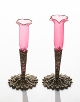 Cranberry Glass Bud Vases (2)