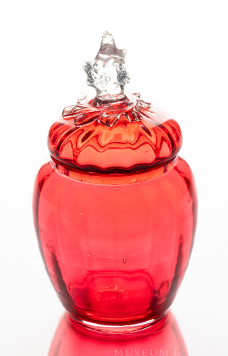 Cranberry Glass Jam Pot