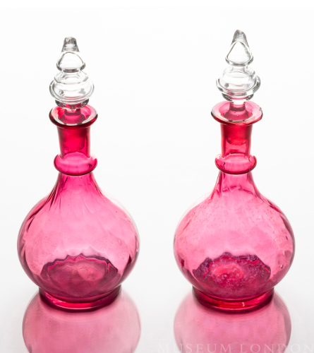 Pair of Cranberry Glass Decanters (2)