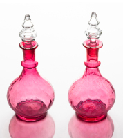 Pair of Cranberry Glass Decanters (2)
