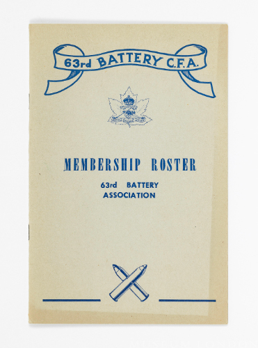 63rd Battery C.F.A. Membership Roster, 1945-46