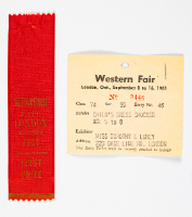 Western Fair, First Prize Ribbon for Child's Dress Smocked