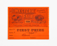 Western Fair, First Prize Card