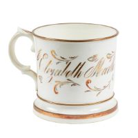 White and Gold Mug, "Elizabeth Martha Howard Griffiths"