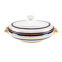 White, Gold, and Cobalt Blue Vegetable Dish