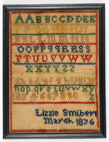 Needlepoint Sampler, "Lizzie Smibert, March 1876"