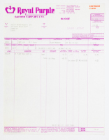 Royal Purple Invoice for Plant Products