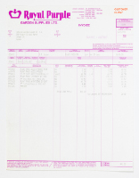 Plant Product Order - Royal Purple Invoice