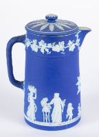 Blue and White Bisque Pitcher