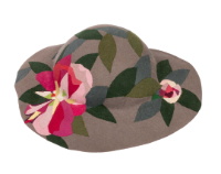 Women's Grey and Flowered Brimmed Hat