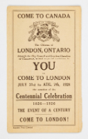 Come to London: Centennial Celebration (1826-1926) The Event of the Century ~ Come to London!