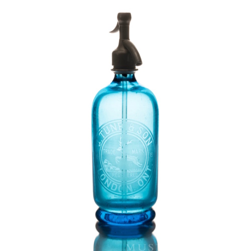 J. Tune Blue Glass Seltzer Bottle