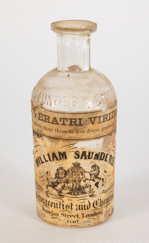 Glass "W. Saunders" Bottle