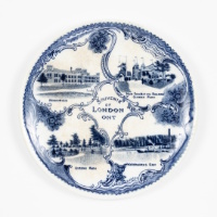 Blue Painted Commemorative Plate - London Landmarks