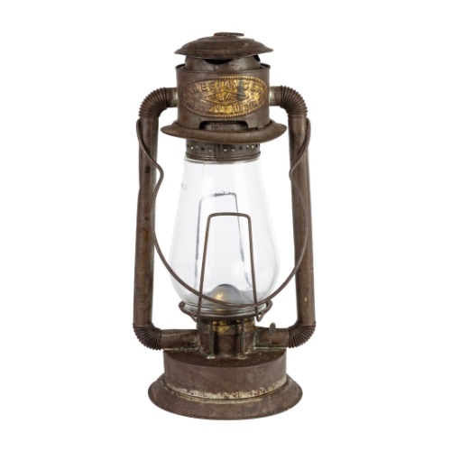 W. J. Reid Kerosene Lantern with Metal Stand