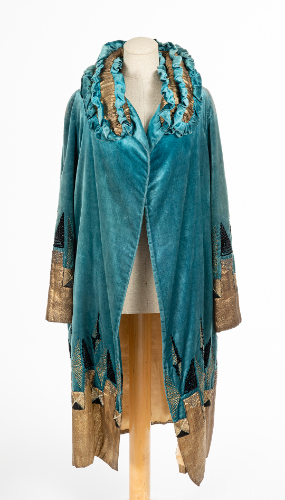 Turquoise Velvet Cloak with Gold Trim