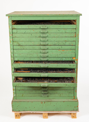 Print Cabinet and Printing Blocks from U.W.O Print Shop