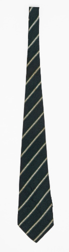 Necktie with Dark Green and White Diagonal Stripes (Boughner's)